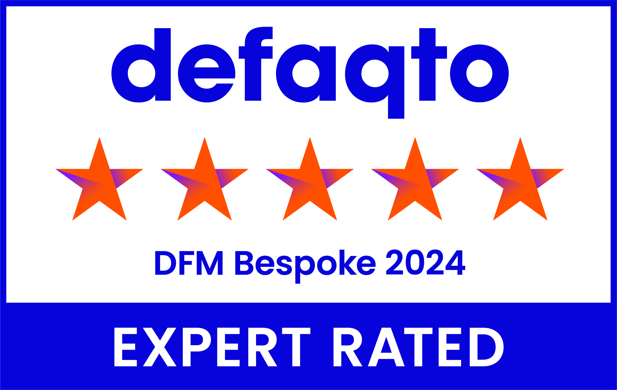 Gold rating for DFM Bespoke 2024 - Defaqto Expert Rated - Logo