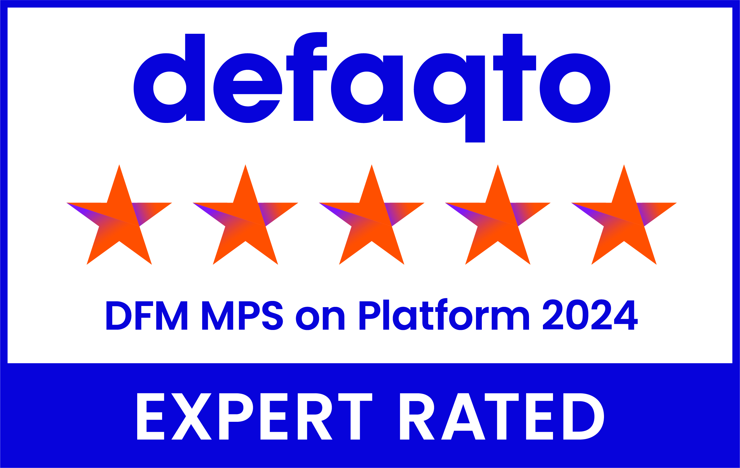 Gold rating for DFM MPS on Platform 2024 - Defaqto Expert Rated - Logo
